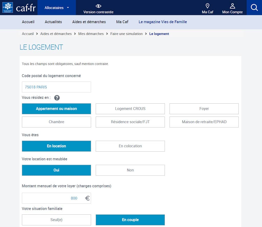 simulation caf apl simulateur