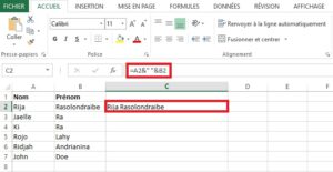 Comment combiner le texte de deux cellules Excel en une seule