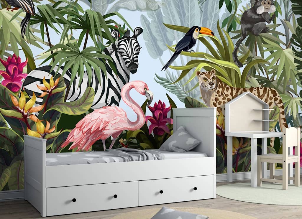 papier peint style jungle pour chambre d'enfant