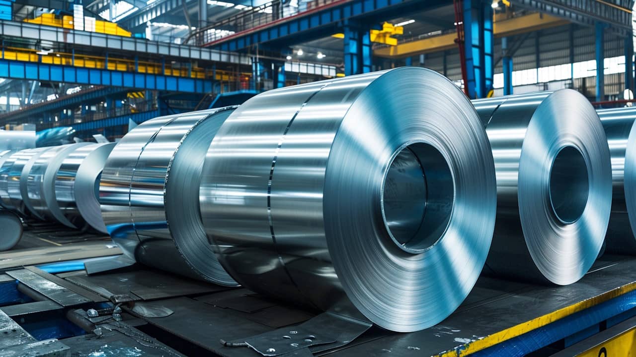 rouleaux d'aluminium dans une chaine de fabrication