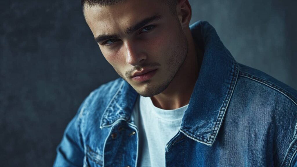 homme avec une veste en jean