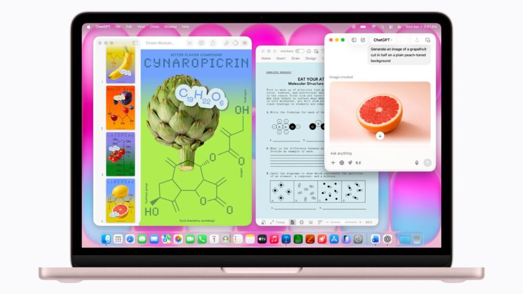 Apple-MacBook-Neo-multitasking-school-work-Chat-GPT-and-Preview-and-Microsoft-Word-260304